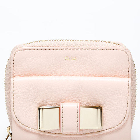 Chloe Ribbon皮革Bifold钱包粉红色WS22108