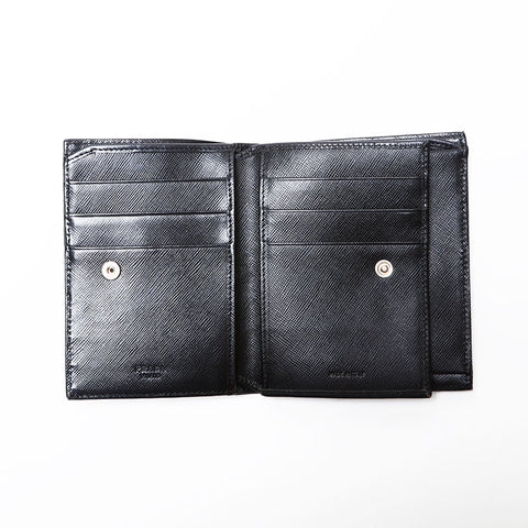 PRADA Nylon triangle logo Bifold Wallet black WS22109
