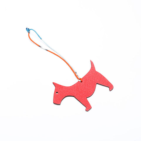 エルメス HERMES プティアッシュ 犬 チャーム キーホルダー レッド WS22122