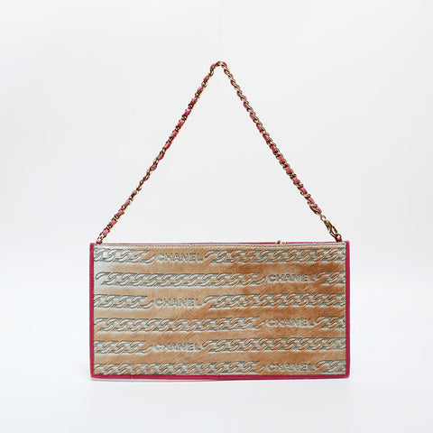 CHANEL No. 6 2000-2002 Harako 徽标链条单肩包米色 WS22127
