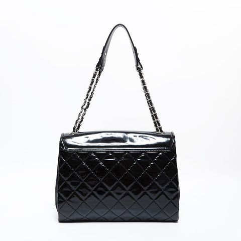 CHANEL No. 19 2014 Patent Leather COCO Mark Matelasse Chain Shoulder Bag black WS22130