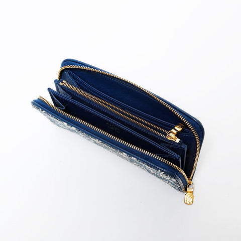 ルイ・ヴィトン LOUIS VUITTON モノグラム ジャガード デニム ジッピー ウォレット 長財布 ネイビー WS22131