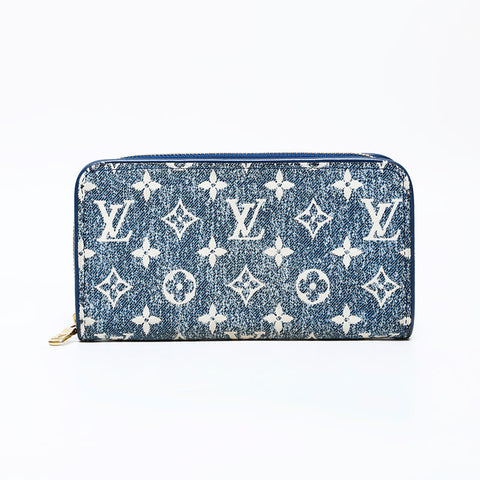ルイ・ヴィトン LOUIS VUITTON モノグラム ジャガード デニム ジッピー ウォレット 長財布 ネイビー WS22131