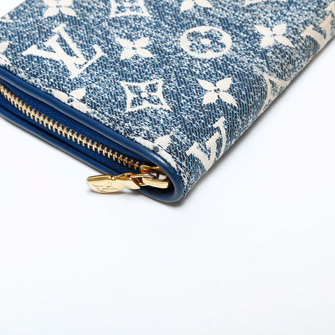 ルイ・ヴィトン LOUIS VUITTON モノグラム ジャガード デニム ジッピー ウォレット 長財布 ネイビー WS22131