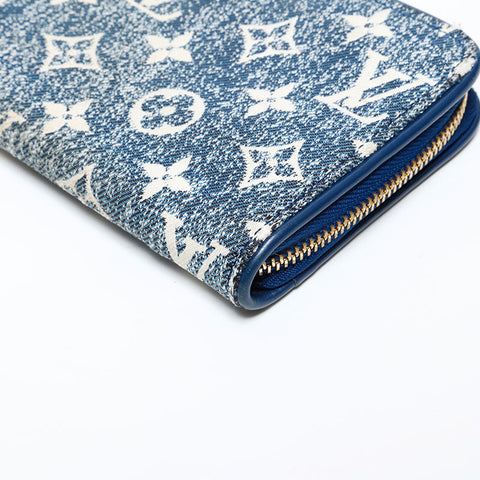 ルイ・ヴィトン LOUIS VUITTON モノグラム ジャガード デニム ジッピー ウォレット 長財布 ネイビー WS22131