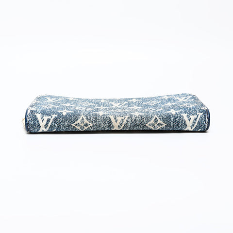 ルイ・ヴィトン LOUIS VUITTON モノグラム ジャガード デニム ジッピー ウォレット 長財布 ネイビー WS22131