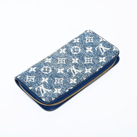 ルイ・ヴィトン LOUIS VUITTON モノグラム ジャガード デニム ジッピー ウォレット 長財布 ネイビー WS22131