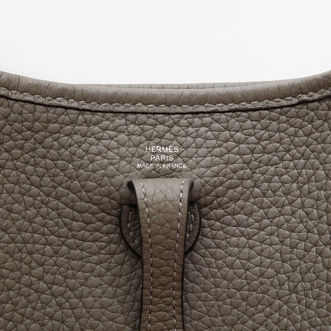 HERMES Evelyn TPM Taurillon Clemence U stamp, made in 2022 Shoulder Bag gray WS22137