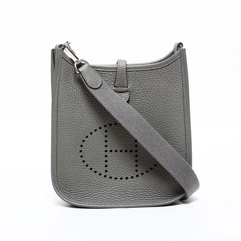 HERMES Evelyn TPM Taurillon Clemence U stamp, made in 2022 Shoulder Bag gray WS22137