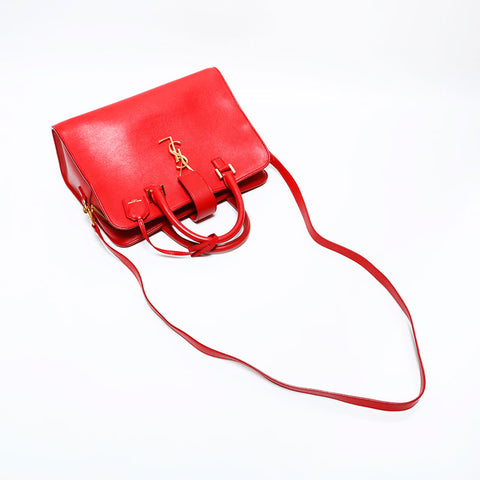イヴ・サンローラン YVES SAINT LAURENT レザー 2way ベイビー カバス ハンドバッグ レッド WS22139