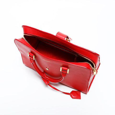 イヴ・サンローラン YVES SAINT LAURENT レザー 2way ベイビー カバス ハンドバッグ レッド WS22139