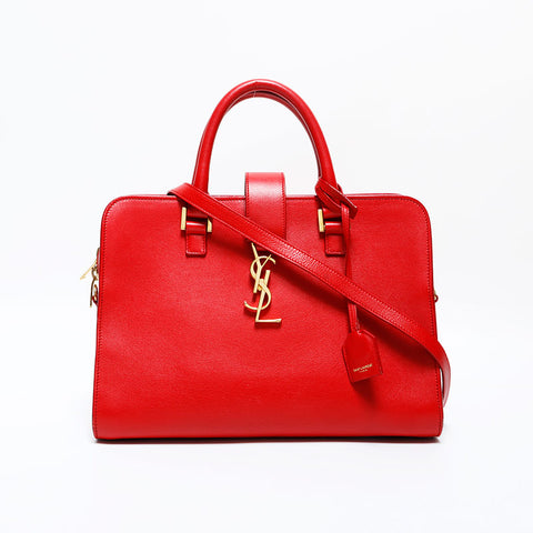 イヴ・サンローラン YVES SAINT LAURENT レザー 2way ベイビー カバス ハンドバッグ レッド WS22139