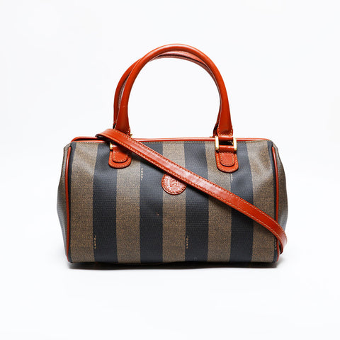 フェンディ FENDI 2way PVC ペカン ボストン ハンドバッグ ブラウン WS22140