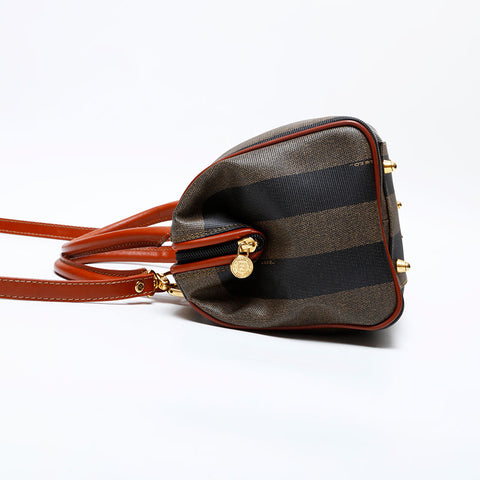 フェンディ FENDI 2way PVC ペカン ボストン ハンドバッグ ブラウン WS22140