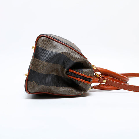 フェンディ FENDI 2way PVC ペカン ボストン ハンドバッグ ブラウン WS22140