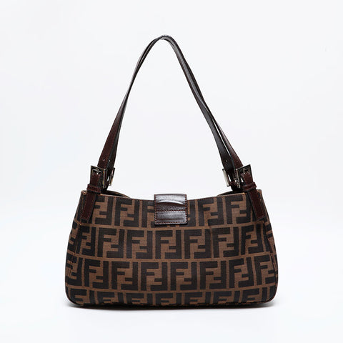フェンディ FENDI マンマ キャンバス ズッカ ショルダーバッグ ブラウン WS22142