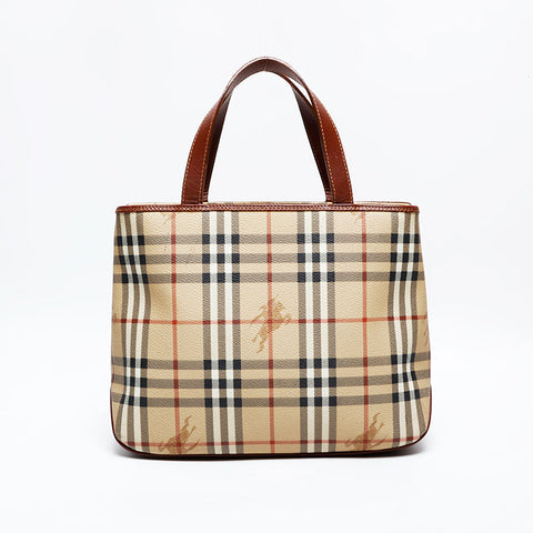 極美品 バーバリー BURBERRY ノバチェック PVC ハンドバッグ ベージュ WS22145