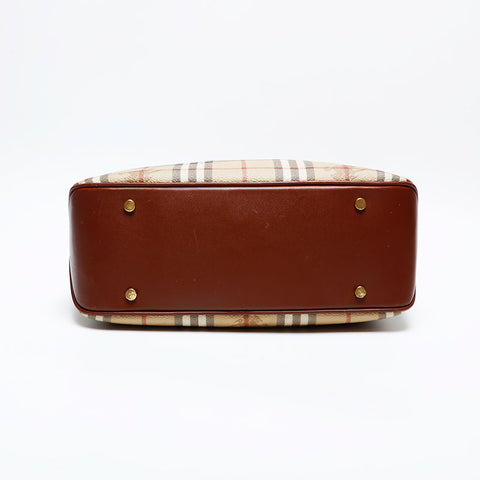 極美品 バーバリー BURBERRY ノバチェック PVC ハンドバッグ ベージュ WS22145