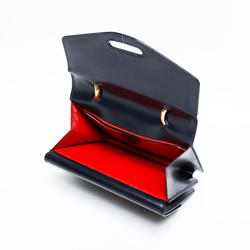 セリーヌ CELINE レザー ガンチーニ ダブルフラップ ハンドバッグ