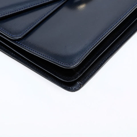 セリーヌ CELINE レザー ガンチーニ ダブルフラップ ハンドバッグ ブラック WS22147