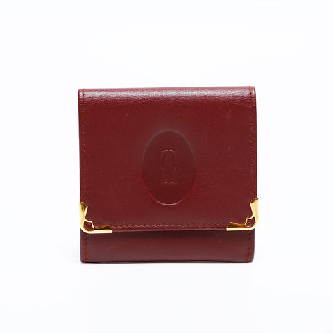 CARTIER Leather Must Do Coin case Red WS22149