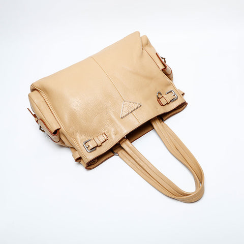 PRADA Leather Vitello Dyno Tote Bag beige WS22151