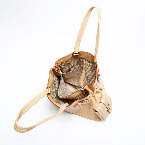 PRADA Leather Vitello Dyno Tote Bag beige WS22151