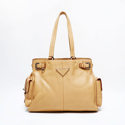 PRADA Leather Vitello Dyno Tote Bag beige WS22151