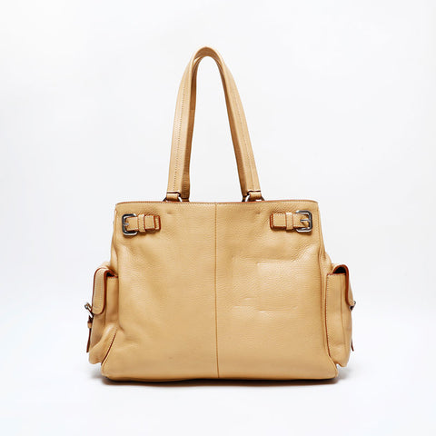 PRADA Leather Vitello Dyno Tote Bag beige WS22151