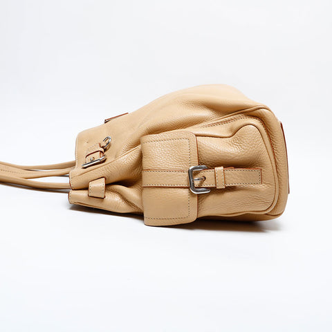 PRADA Leather Vitello Dyno Tote Bag beige WS22151
