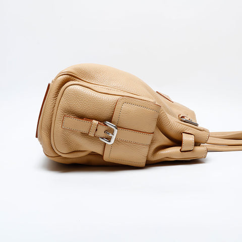 PRADA Leather Vitello Dyno Tote Bag beige WS22151