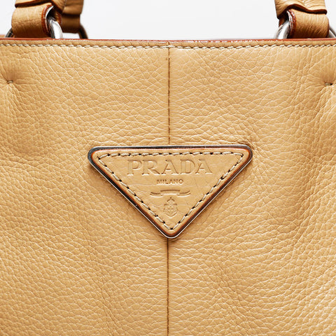 PRADA Leather Vitello Dyno Tote Bag beige WS22151