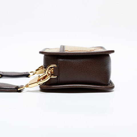 グッチ GUCCI GG ジャンボ キャンバス ミニ カメラ ショルダーバッグ ブラウン WS22156