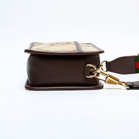 グッチ GUCCI GG ジャンボ キャンバス ミニ カメラ ショルダーバッグ ブラウン WS22156