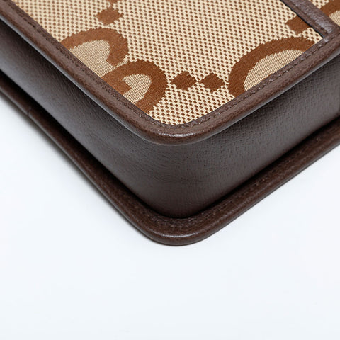 グッチ GUCCI GG ジャンボ キャンバス ミニ カメラ ショルダーバッグ ブラウン WS22156
