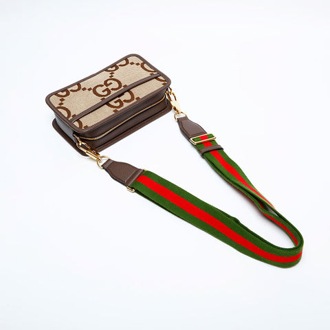 グッチ GUCCI GG ジャンボ キャンバス ミニ カメラ ショルダーバッグ ブラウン WS22156