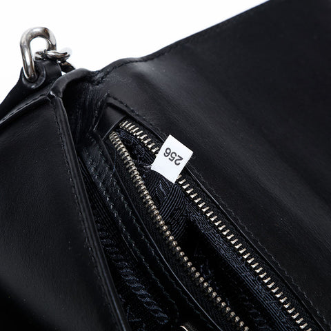 PRADA Leather Chain Shoulder Bag black WS22162