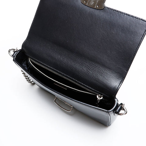 PRADA Leather Chain Shoulder Bag black WS22162