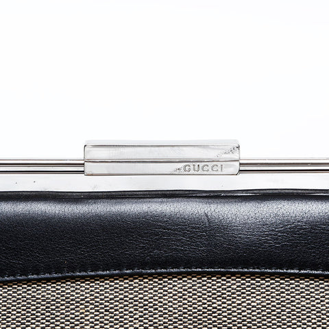 GUCCI Canvas leather Shoulder Bag black WS22165
