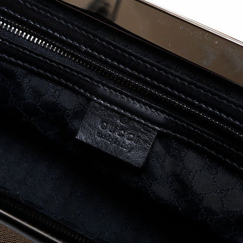 GUCCI Canvas leather Shoulder Bag black WS22165