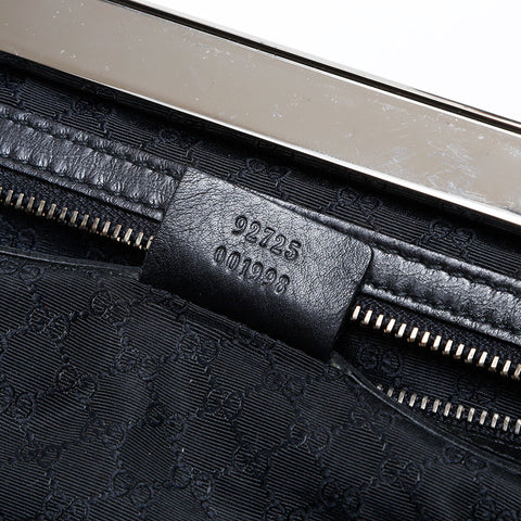 GUCCI Canvas leather Shoulder Bag black WS22165