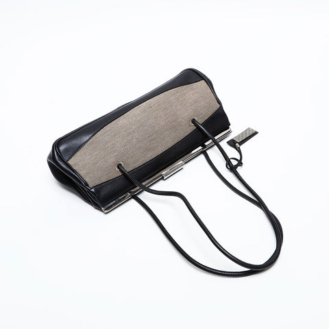 グッチ GUCCI キャンバス レザー ショルダーバッグ ブラック WS22165