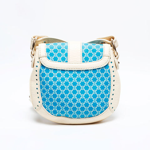 CELINE Macadam canvas leather white Shoulder Bag blue WS22166