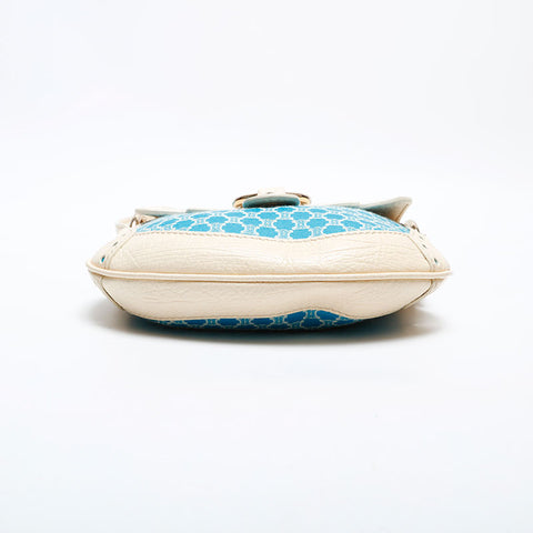 CELINE Macadam canvas leather white Shoulder Bag blue WS22166
