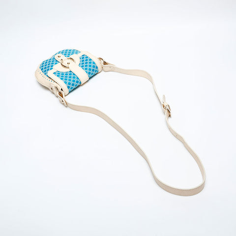 CELINE Macadam canvas leather white Shoulder Bag blue WS22166