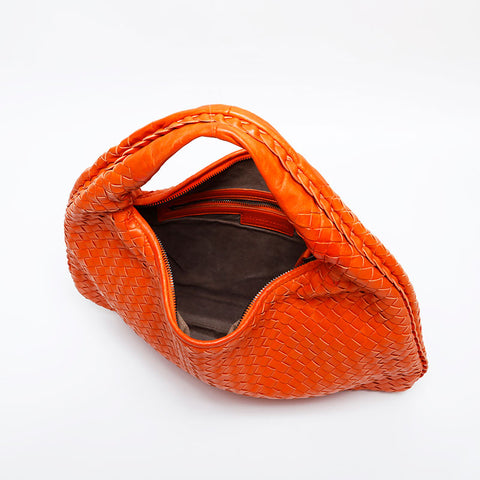 BOTTEGAVENETA INTRECCIATO Leather Hobo Handbag Orange WS22167