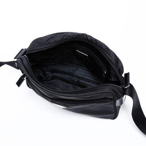 PRADA Nylon Triangle Logo Shoulder Bag black WS22168
