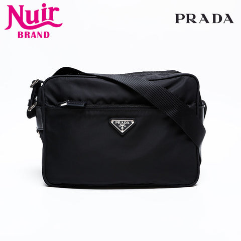 PRADA Nylon Triangle Logo Shoulder Bag black WS22168