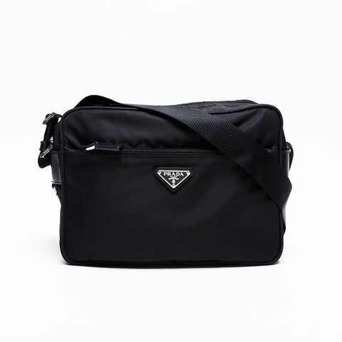 PRADA Nylon Triangle Logo Shoulder Bag black WS22168