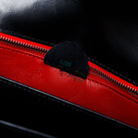 CELINE Leather Top Handle Gancini Flap Handbag black WS22171